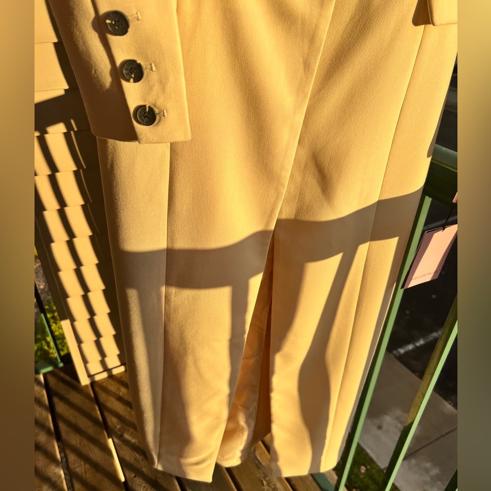 🆕🌾Avec Les Filles Anthropologie Tan Long Fitted Coat Breasted Classic Outerwear - Picture 13 of 17